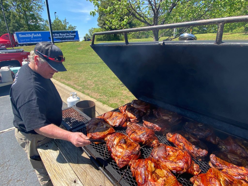 Pork shoulders on the grill